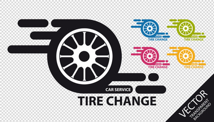 Car Service Icon Tire Change - Colorful Vector Illustration - Isolated On Transparent Background