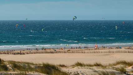 Kitesurfing at Guincho Beach in Portugal, Europe