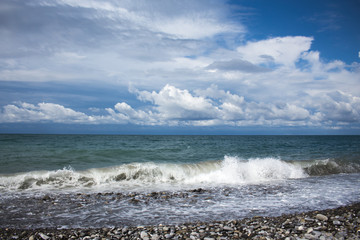 Fototapeta premium seascape with waves and clouds