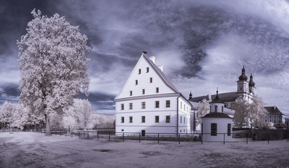infrared photography - ir photo of landscape with tree under sky with clouds - the art of our world...