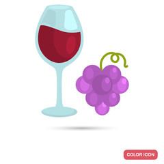 Glass of grape wine color flat icon