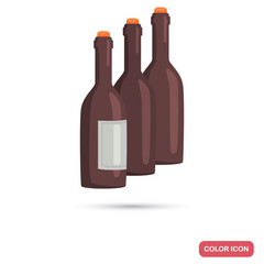 Wine bottles color flat icon