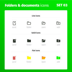 Icons for working with folders and documents