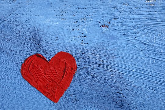 Hearts illustration on colorful background. For valentines day illustration. For creativity, imagination, greetings cards, posters.Oil painting on canvas. With brush strokes texture. 