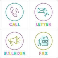 Digital Application Linear Icons with Symbols Set