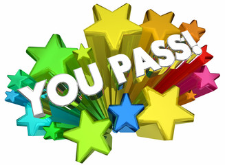 You Pass Test Approved Good Score Accepted Stars 3d Animation