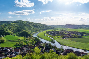 The  landscape and river Weser in a village Ruehle , Germany