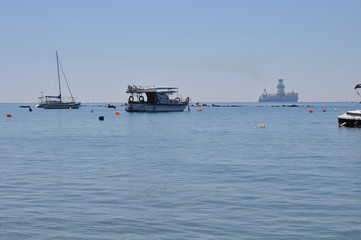 The beautiful boat in open sea