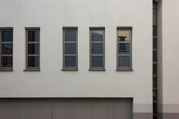 renovated facade of old city building in germany
