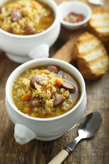 Lentil smoked sausage soup