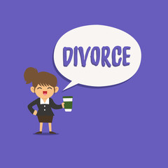 Text sign showing Divorce. Conceptual photo Legal dissolution of marriage Separation Breakup Disagreement.
