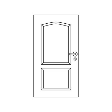 Door icon. Black and white icon. Enter or exit symbol.