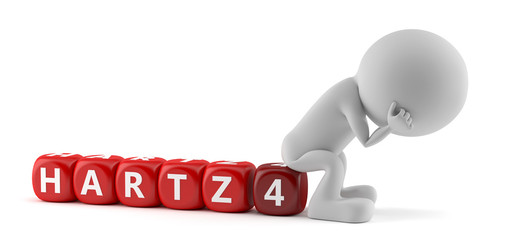 Hartz 4 - Weißes Männchen sitzt auf roten Würfel 