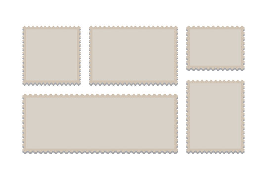 Blank Postage Stamps Frames Set isolated on background. Vector illustration. Eps 10
