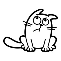 Cat Cartoon character Coloring page Black and white