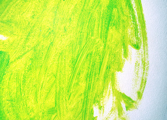Green plaster on the wall, detailed art brush strokes on stucco.