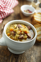 Lentil smoked sausage soup