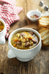 Lentil smoked sausage soup