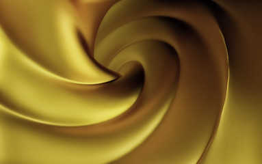 Gold silk drapery and fabric background. 3d render