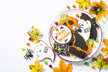Halloween Gingerbread Cookies - pumpkin, ghosts, witch hat, spid