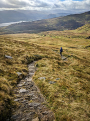 Walk down from Ben Lawers. Ben Lawers is the highest mountain in the southern part of the Scottish Highlands. It lies to the north side of Loch Tay.