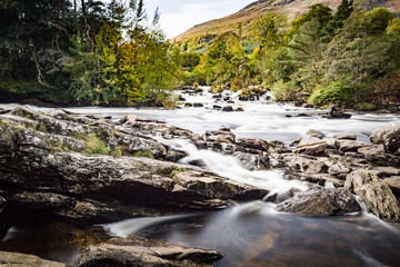 The Falls of Dochart are situated on the River Dochart at Killin in Stirling, Scotland, near the western end of Loch Tay.