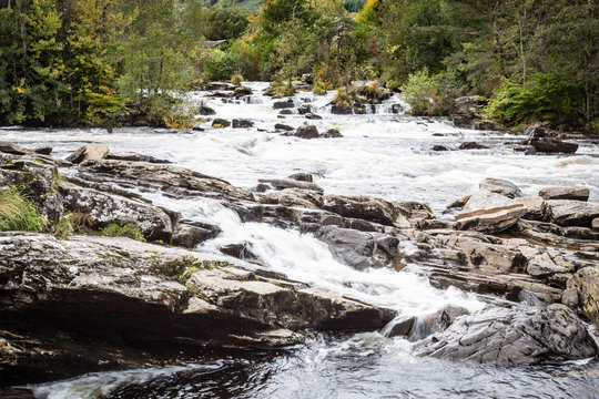 The Falls of Dochart are situated on the River Dochart at Killin in Stirling, Scotland, near the western end of Loch Tay.