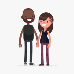 Cute couples with isolated background