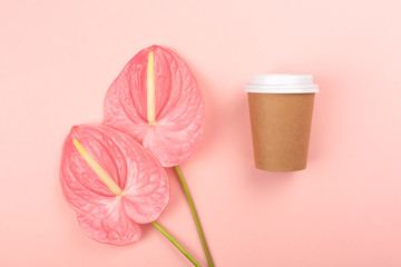 Two flowers and take out cup