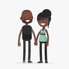 Cute couples with isolated background