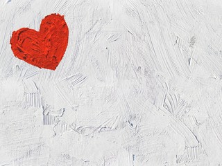 Hearts illustration on colorful background. For valentines day illustration. For creativity, imagination, greetings cards, posters.Oil painting on canvas. With brush strokes texture. 