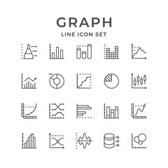 Set line icons of graph and diagram