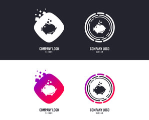 Logotype concept. Piggy bank sign icon. Moneybox symbol. Logo design. Colorful buttons with icons. Vector