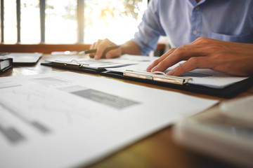 business executive working with financial report