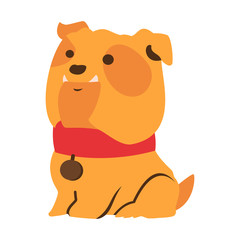 Cute cartoon bulldog vector illustration isolated on a white background.