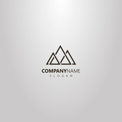 black and white simple vector geometric logo of triangular abstract peaks of three mountains