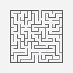 Black square maze. An interesting and useful game for kids. Children's puzzle with one entrance and one exit. Labyrinth conundrum. Simple flat vector illustration isolated on white background.