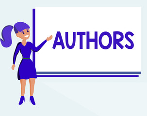 Text sign showing Authors. Conceptual photo Writers of books articles documents Journalists Creative minds.