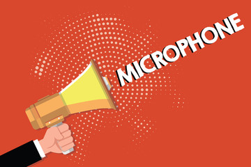 Writing note showing Microphone. Business photo showcasing Instrument for converting sound waves to be transmitted recorded.