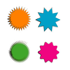 collection of doodle hand drawn starburst icon,symbol,sticker,label,banner in color style.isolated on white background