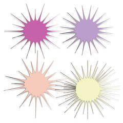 collection of doodle hand drawn starburst icon,symbol,sticker,label,banner in color style.isolated on white background