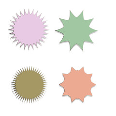 collection of doodle hand drawn starburst icon,symbol,sticker,label,banner in color style.isolated on white background