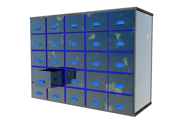 Großer blauer Aktenschrank