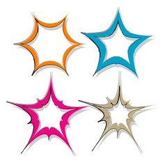 collection of doodle hand drawn starburst icon,symbol,sticker,label,banner in color style.isolated on white background