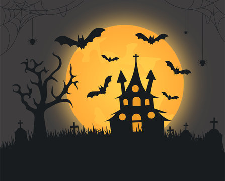 Scary dark halloween background bats