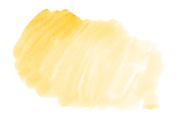 Yellow abstract watercolor art hand paint on white background
