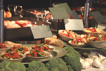 Salads in a self-service restaurant