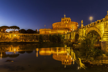 Castel Sant'Angelo at sunset in Rome, Italy