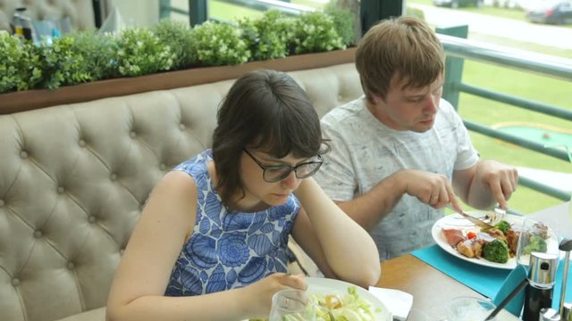 Young couple in cafe