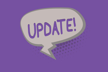 Handwriting text UPDATE. Concept meaning Make something more modern Adding new facts Changing its design.